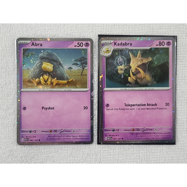 Pokemon 151 Holo Abra 063/165 & Kadabra 064/165 Both Near Mint 