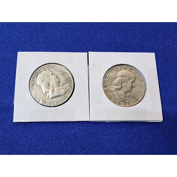 2 Franklin Silver Half Dollars: 1949 and 1959