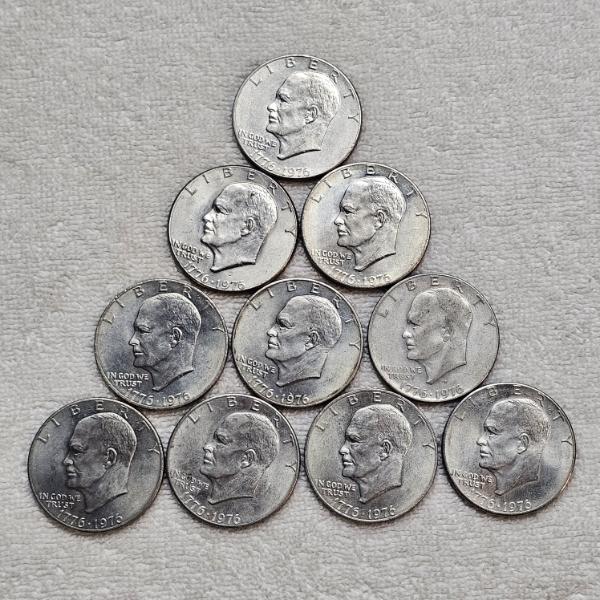 Ten 1776–1976 United States Bicentennial Eisenhower Dollars FV: $10.00