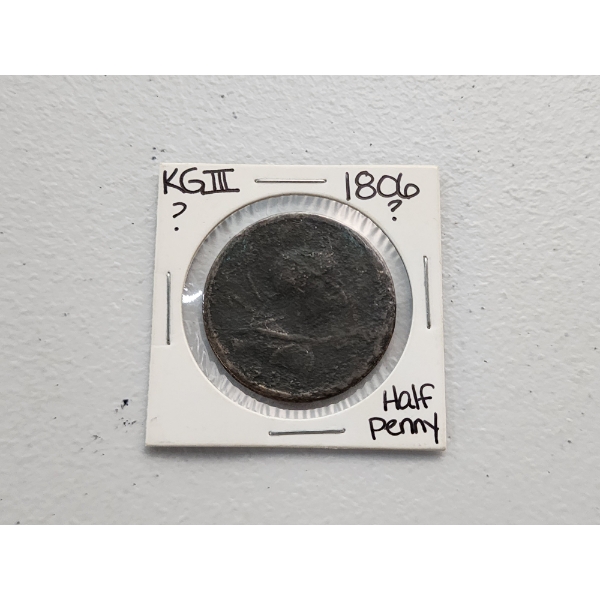 Old World Coin: Possibly 1806 King George III Half Penny 