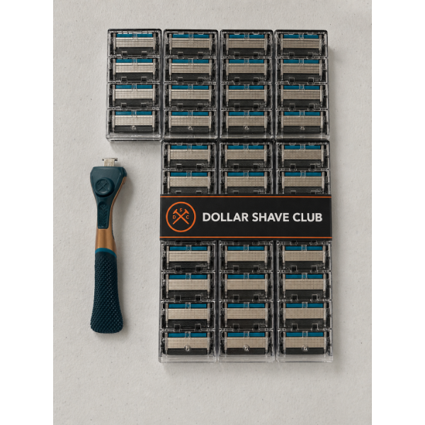 BRAND NEW Dollar Shave Club Handle With 40 Refill Cartridges Each With 6 Blades! ~ 6 Blade Razors - 