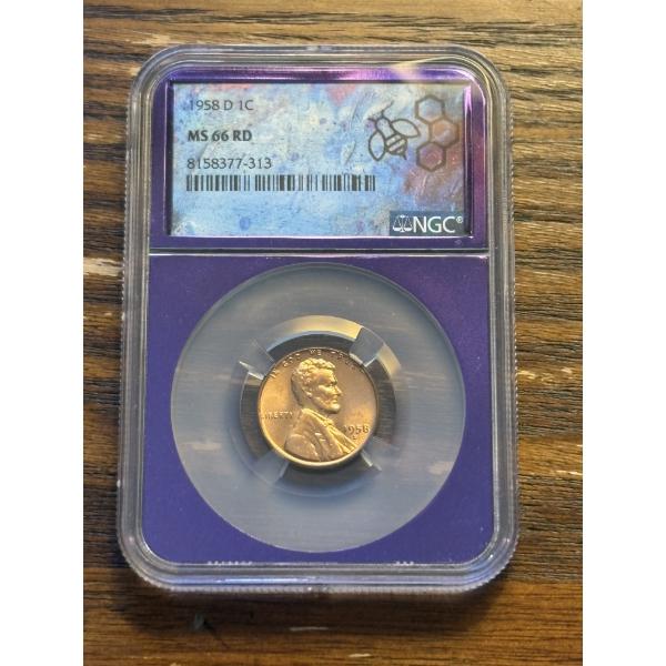 NGC 1958 D 1C MS 66 RD -Slabbed Lincoln Penny 