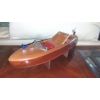 Image 3 : Custom Hand Carved Vintage Wooden Speedboat With Motor - Appears To be Working Model - Pics