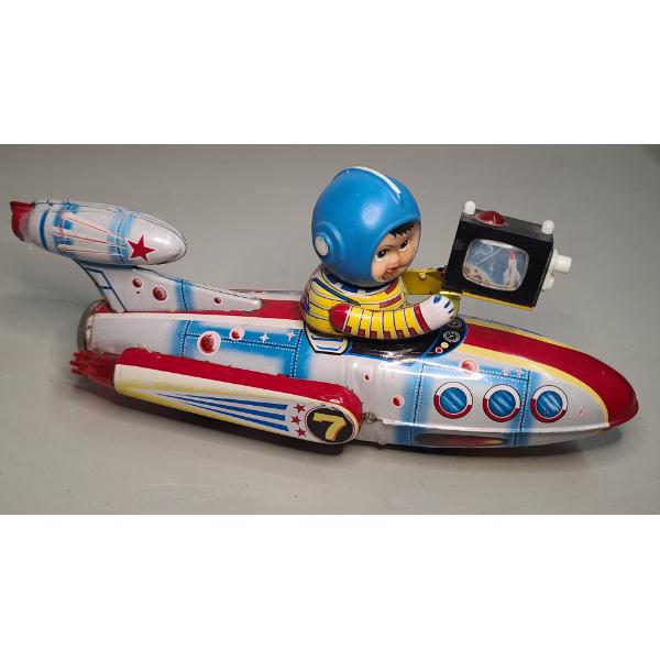1960's UNIVERSE TELEVIBOAT ME 777 LITHO TINPLATE BATT/OP SPACE TOY 