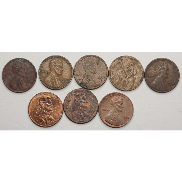 Assorted Years Lincoln Wheat Lincoln Memorial & Shield Cents - Face Value: $0.08