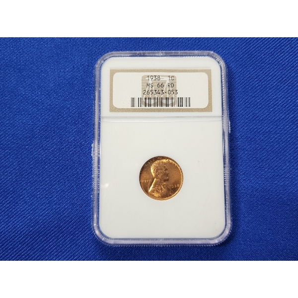 NGC MS 66 RD 1938 Lincoln Wheat Cent