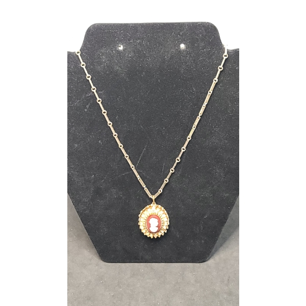 Gold Colored Cameo Necklace 
