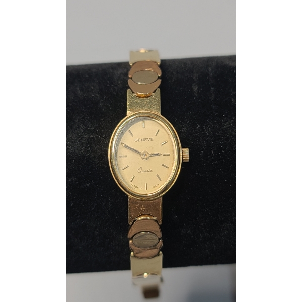 Vintage 14K Gold Geneve Quartz Ladies' Watch With Extender -Total Weight: 19.7g - Untested Condition