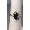 Image 2 : Vintage Women's 14K Gold Marquise-Cut Blue Sapphire And Diamonds - Size: 7 - Weight: 4.0g