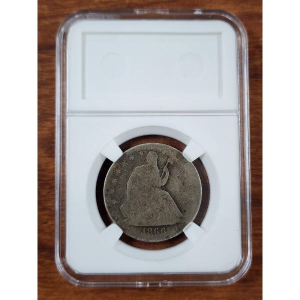 United States 1866 Seated Liberty SILVER Half Dollar in Nice Protective Slab Case 