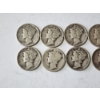 Image 2 : x10 Assorted Years & Mint Marks U.S. 90% Silver Mercury Dimes FV: $1.00