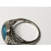 Image 3 : Vintage-Style 14K White Gold Ring with Large Blue Gemstone - Size 6 - TW: 2.2g