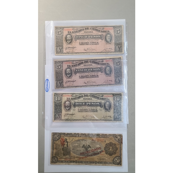 Assorted Denomination Mexico Banknotes From the Mexican Revolution Era