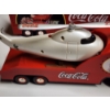 Image 4 : Lot of Three Assorted Collectible Coca-Cola Toy Semi Truck, Car & Chopper Hauler 