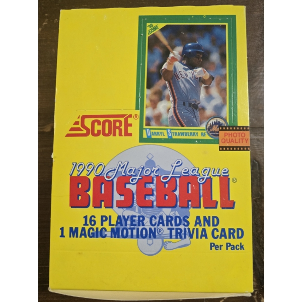 Score 1990 Major League Baseball Player Cards and Magic Motion Trivia Card Wax Box
