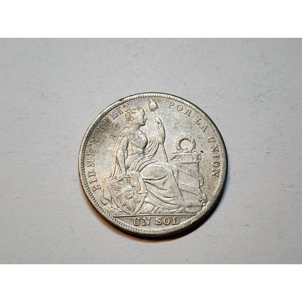 1925 Peru 1 Sol 5 Decimals Silver Coin ASW: 0.4019