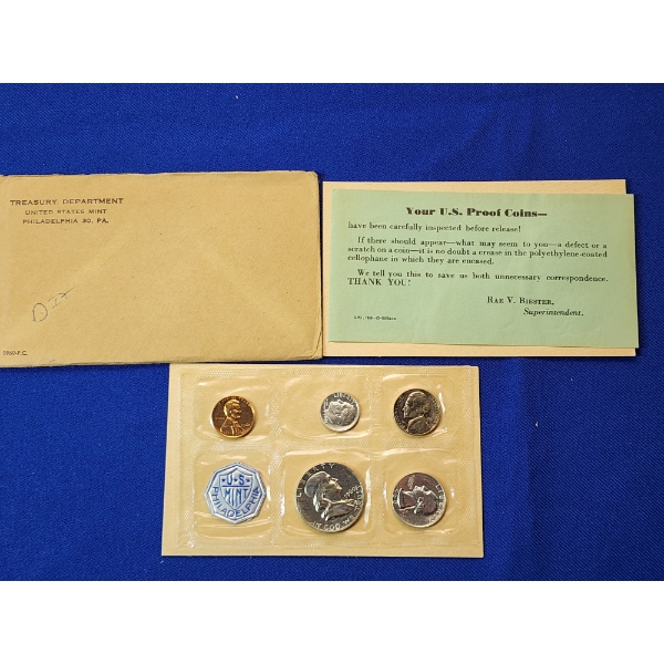 1960 U.S. Silver Mint Proof Set, 5 Coins w/ Original Envelope