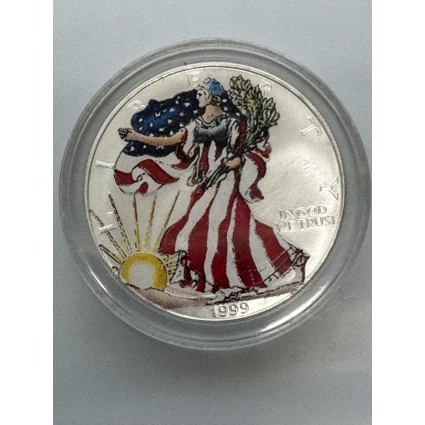 1999 American Hand Painted Silver Eagle In A Capsule - Mint Condition
