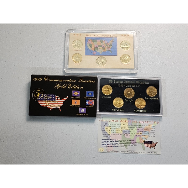 1999 Commemorative Quarters 24K Gold Layered Edition & Historic Americana Series 