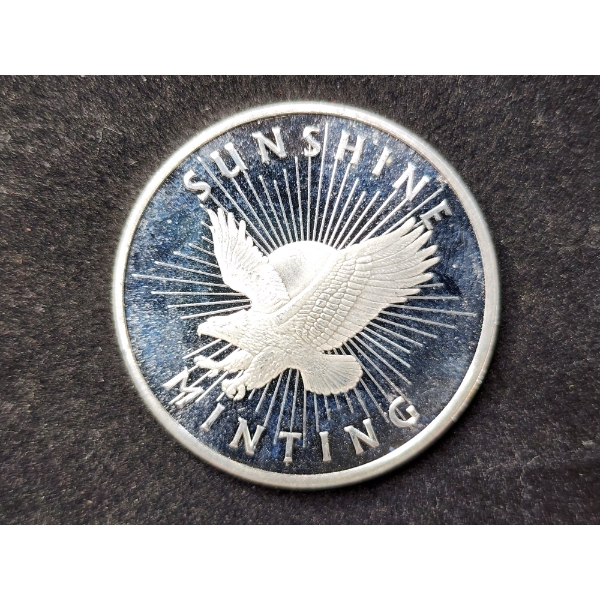 One Troy Ounce .999 Fine Silver Sunshine Minting Round 