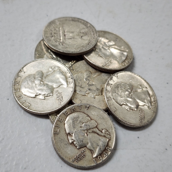 Eight Assorted United States 90% Silver Quarters ~ $2.00 Face Value
