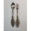 Image 1 : Antique Silver Filigree Fork and Spoon Set - Marked "800" - 80% Silver TW: 53.2g