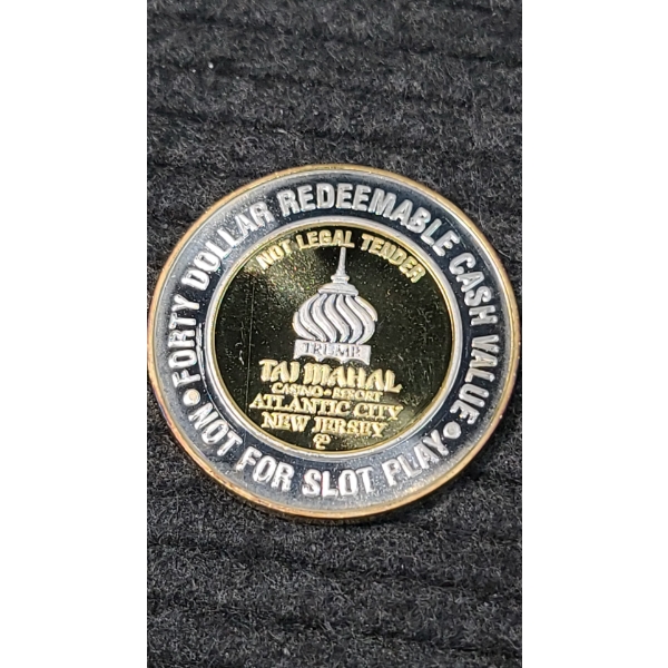 Collector's Edition Taj Mahal Atlantic City Casino $40 .999 Silver Gaming Token 