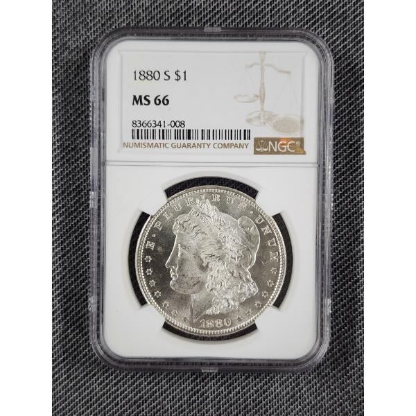 NGC MS66 1880-S Morgan Silver Dollar - 90% Silver Graded Coin!