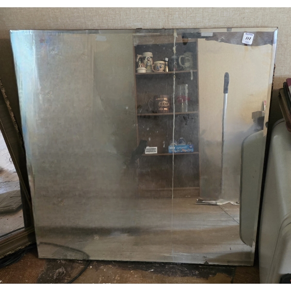 Thick, Heavy Vintage Wall Mirror with Beveled Glass