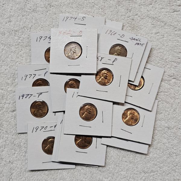 Collection of United States Copper Lincoln Memorial Cents in Protective Cardboard Holders FV: $.82