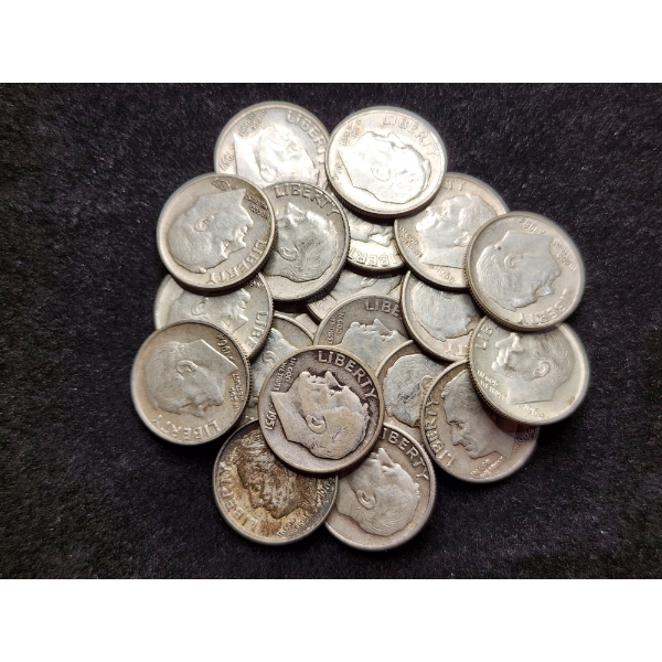 $2 Face Value in Assorted Unsearched 90% Silver Dimes 