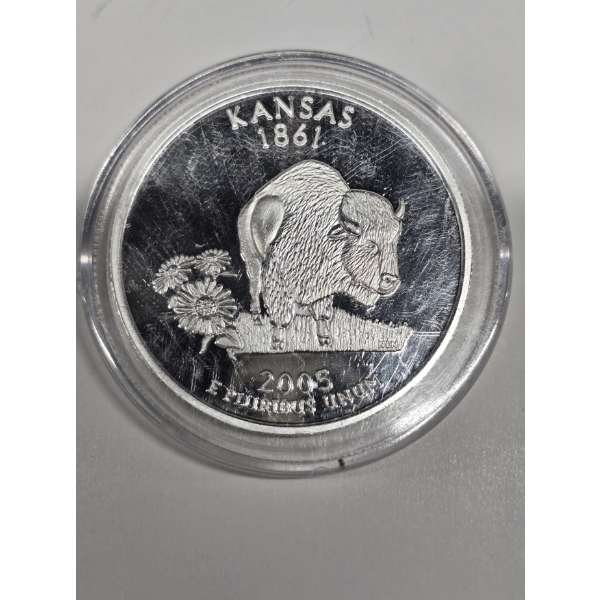 2005 .999 Fine Silver Kansas State Quarter