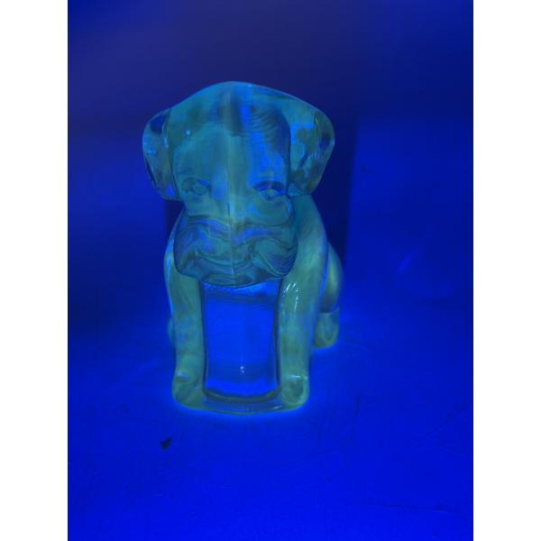 Adorable Degenhart Vintage Uranium Glass Dog Figurine -Sapphire Dark