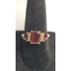 Image 2 : Women's 14K Yellow Gold Emerald Cut Garnet & Diamond Accent Ring - Size 6 - Weight: 2.7g