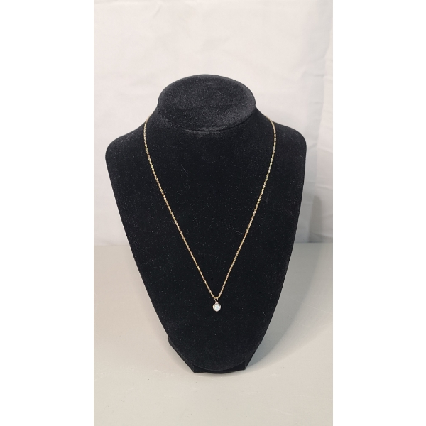 10K Gold Pendant With Heart Cut Fire Opal On Gold Filled 18" Chain - See Description For Weights