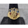 Image 4 : Solid 14K Yellow Gold Native American Tribal Chief Head Ring (7.3g)