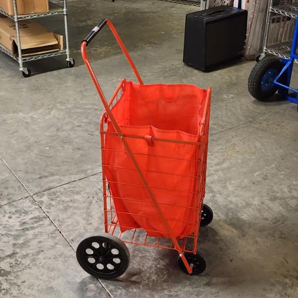 Nice Red Metal Wire Shopping Basket On Wheels ~ Perfect for the Market!