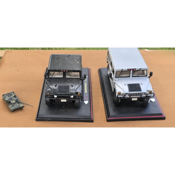 2 Model Hummers and a Small Toy Tank