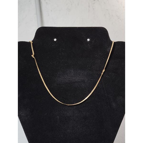14K Yellow Gold Herringbone Chain Necklace - Broken - TW: 2.6g