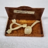 Image 1 : Vintage Baby Teether & Spoon With Russian Made Carved Birch Root Box Bought From 1933 World's Fair