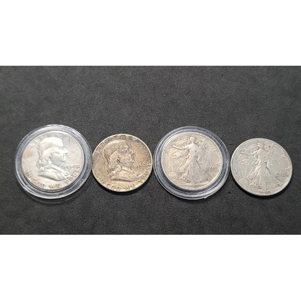 1954, 1952 Franklin & 1942, 1943 90% Silver Walking Liberty Half Dollars - Face Value: $2.00