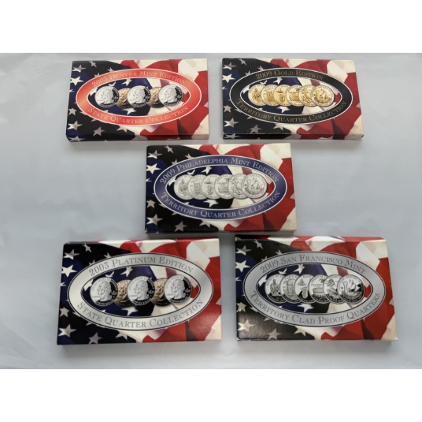 Five U.S. Mint Edition State And Territory Quarter Collections: 2003 -2009 - Mint Condition