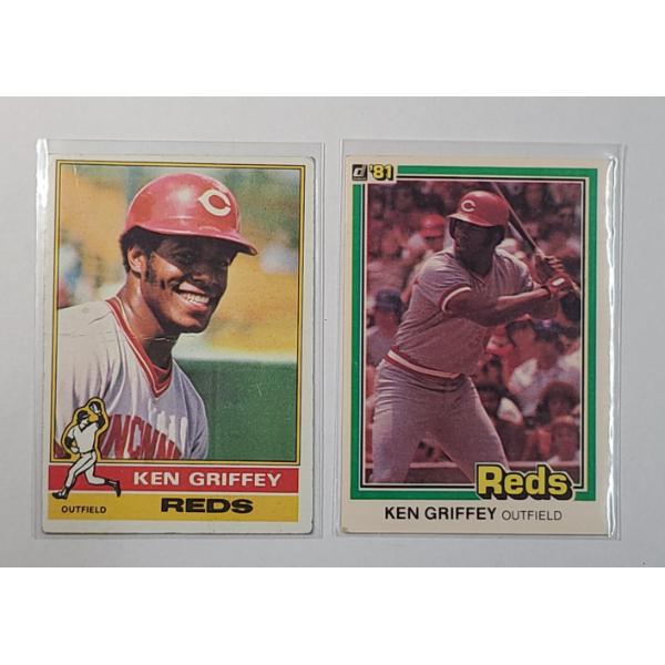 (2) Vintage Ken Griffey Sr. Cincinnati Reds Baseball Cards - 1876 Topps & 1981 DonRuss 
