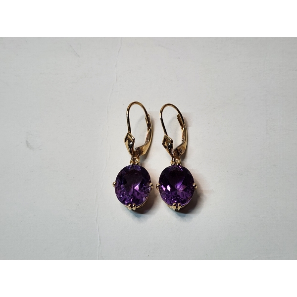14K Gold Earrings with Amethyst-Colored Stones Total Weight 3.6g