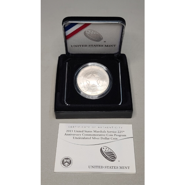 2015-P U.S Marshals Service 225th Anniversary Commemorative Uncirculated 90% Silver Dollar Coin 