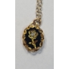 Image 6 : 12K Gold Filled 16" Necklace With Black Enamel Floral Pendant - Weight: 1.2g