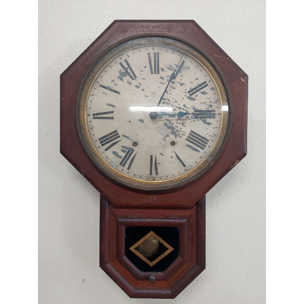 Antique Seth Thomas Pendulum Wooden Octagon Wall Clock - Original Label Intact