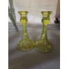 Image 1 : *Pick Up At Mantua Home-No Shipping Available* Amazing Pair Of Vintage Vaseline Glass Candlesticks I