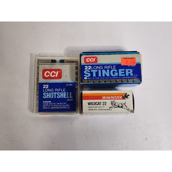 3 Packs of 22 Long Rifle Ammo: CCI and Winchester - Over 60 Rounds 