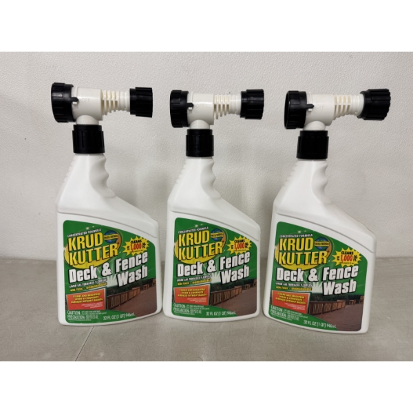 3 - Brand New Krud Kutter Deck & Fence Wash One Quart Bottles - Works Great